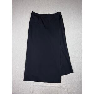 Betabrand Women XL Black Faux Wrap Midi Skirt with Leggings  Pull On Casual